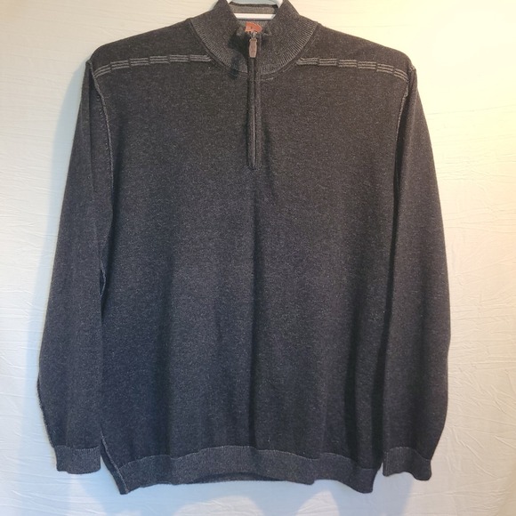 Tommy Bahama Other - Tommy Bahama Sweater Medium Wool Cashmere 1/4 Zip Charcoal Gray Men's Mock Neck